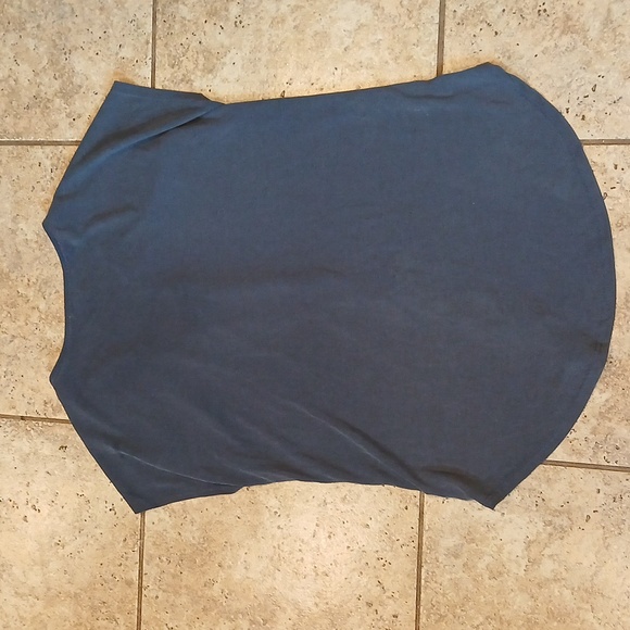 Green Envelope Smoky Blue Zipper V-Neck Sleeveless Blouse Womens Size PM - Picture 5 of 5